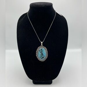 NWT-Turquoise Pendant German Silver Necklace
